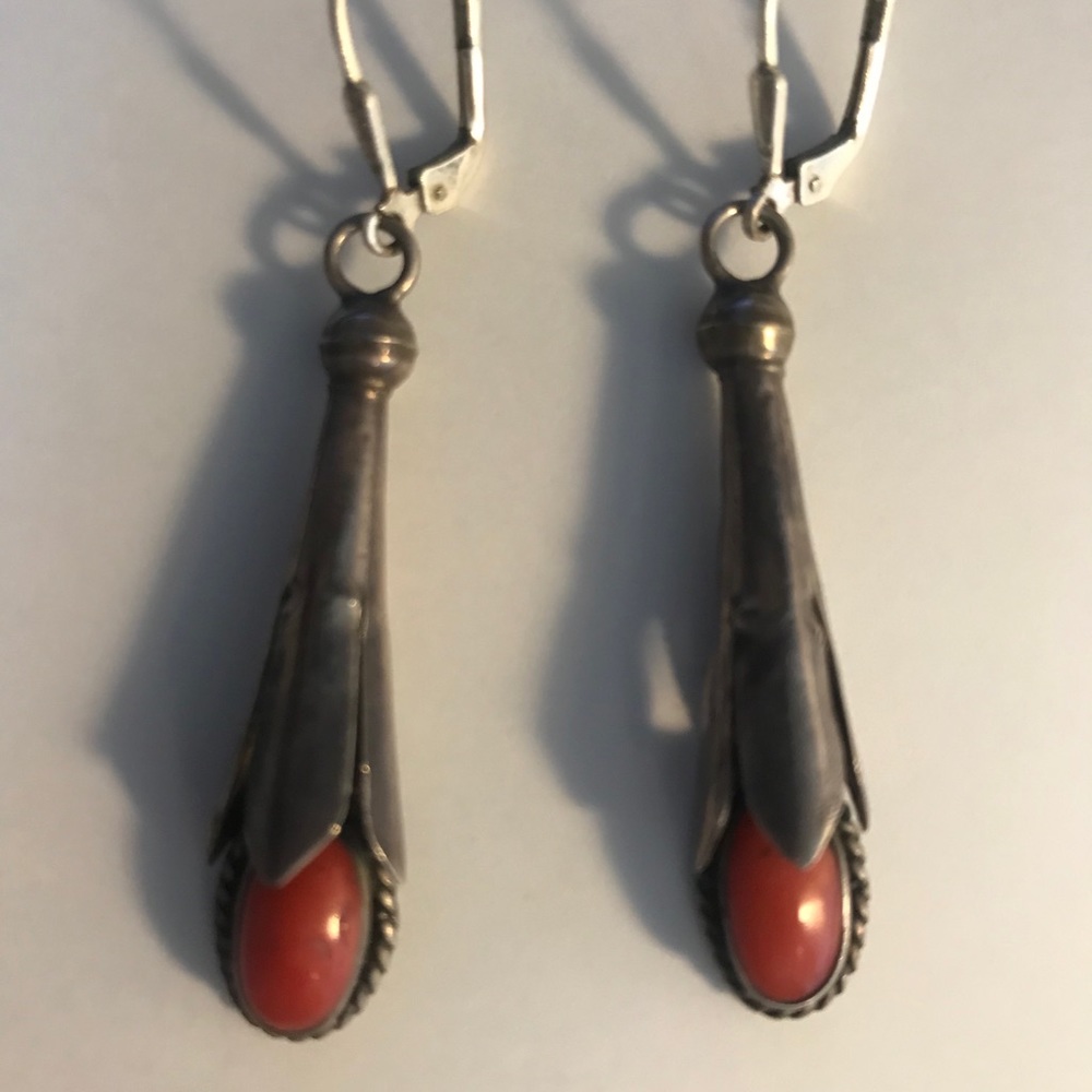 Vintage red coral earrings